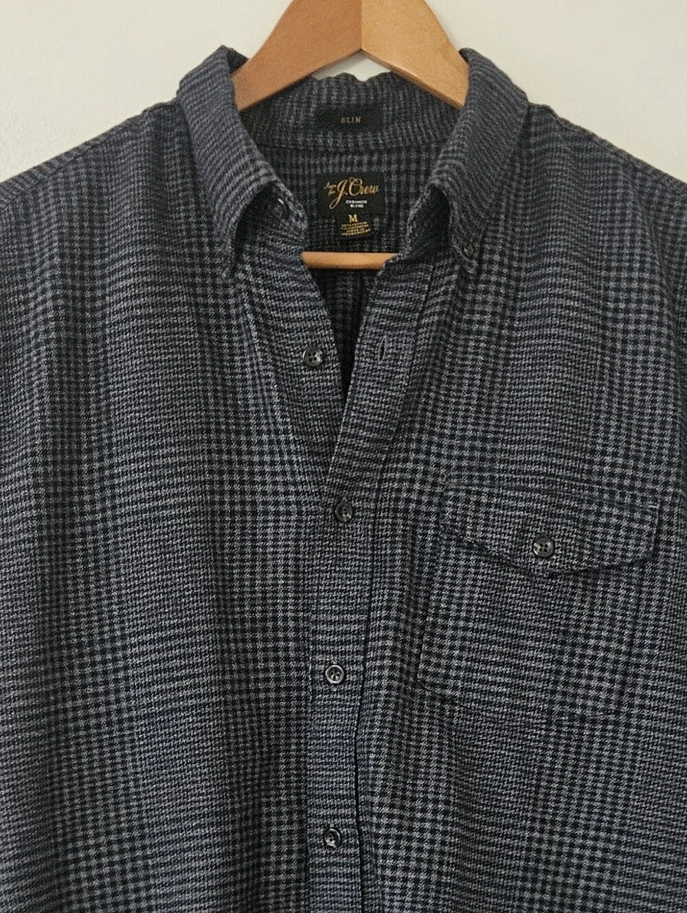 J Crew Mens Shirt M Slim Cashmere Blend Flannel Plaid BN823 Soft Preppy Office